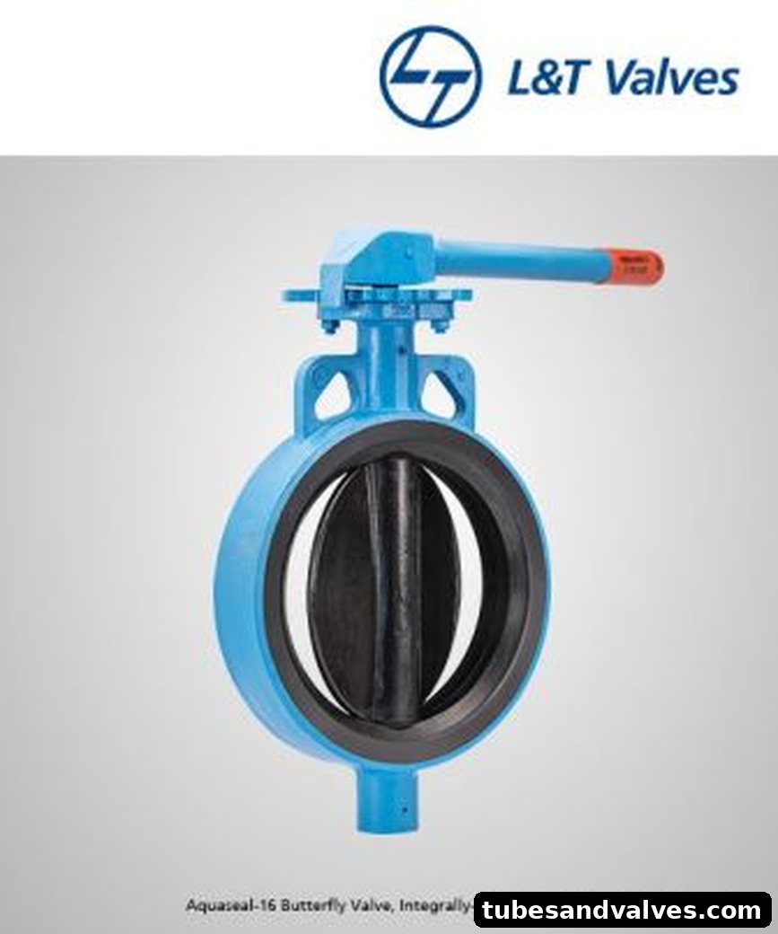 L&T Aquaseal Waffer Type Butterfly Valve PN10 With Flow Control Hand Lever