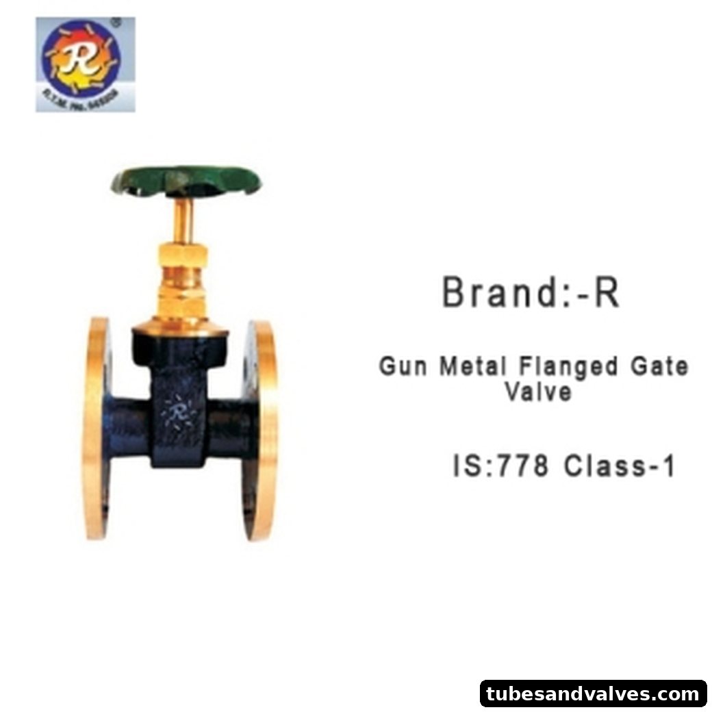 R Brand GUN METAL GATE VALVE FLANGED END IS 778 CLASS-1