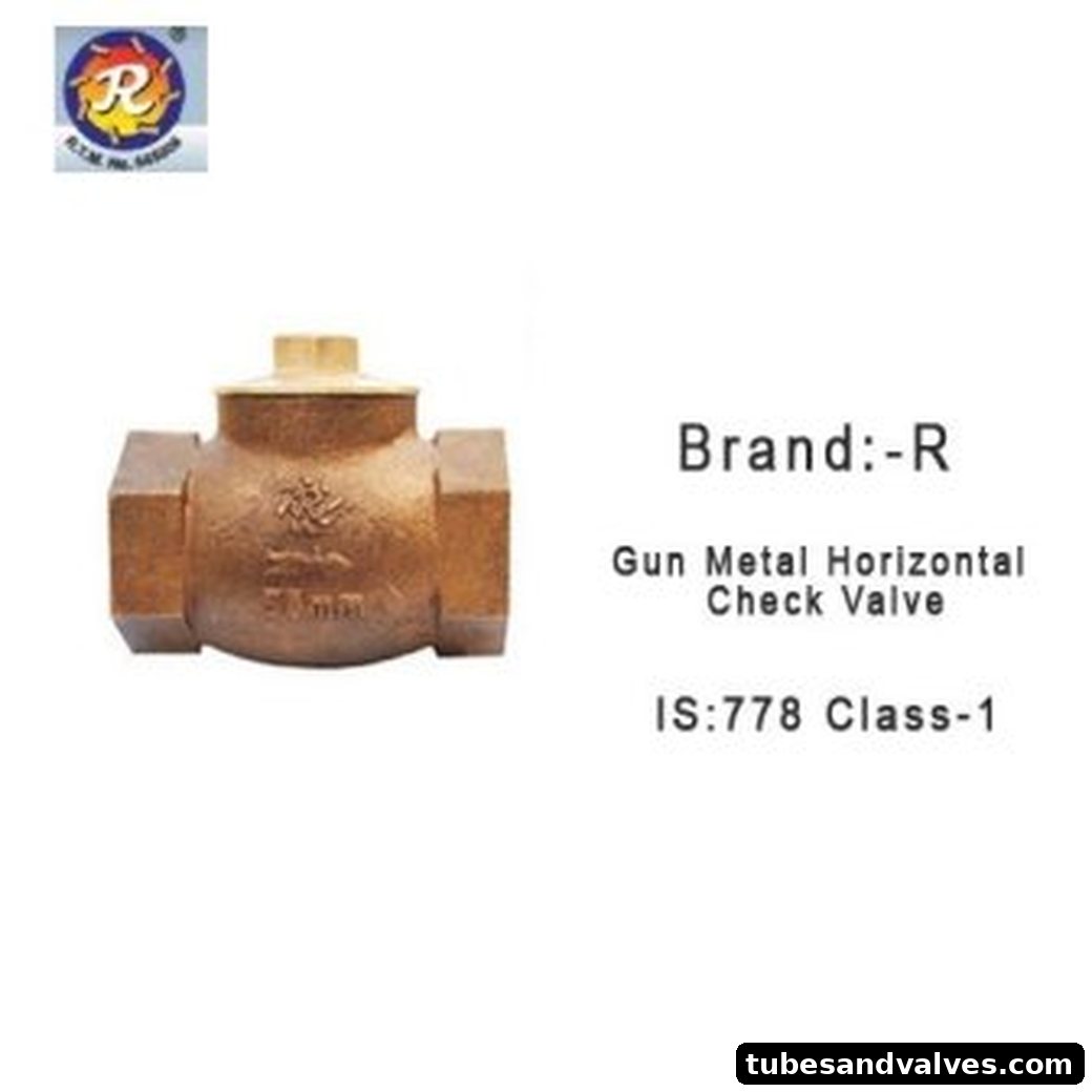 R Brand GUN METAL HORIZONTAL CHECK VALVE IS 778 CLASS-1 SCREWED