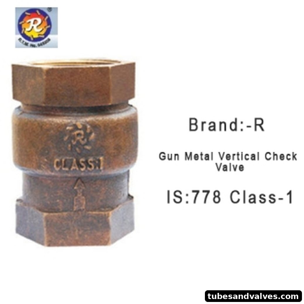 R Brand GUN METAL VERTICAL CHECK VALVE IS 778 CLASS-1 SCREWED