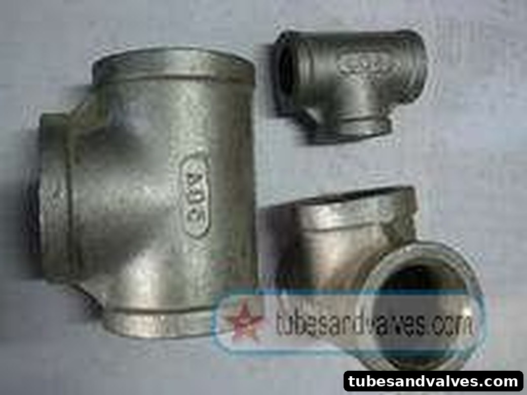 8mm or 1/4" NB SS-STAINLESS STEEL -CF8- IC-INVESTMENT CASTING TEE S/E-SCREWED END-THREADED END product image