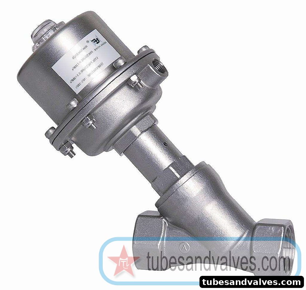 25mm (1") 2/2 WAY PNEUMATIC CYLINDER OPERATED ANGLE TYPE ON/OFF CONTROL VAVLE product image